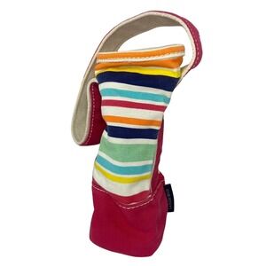 Lands End Pink Striped Canvas Wine  Holder Carrier Tote Bag Cotton